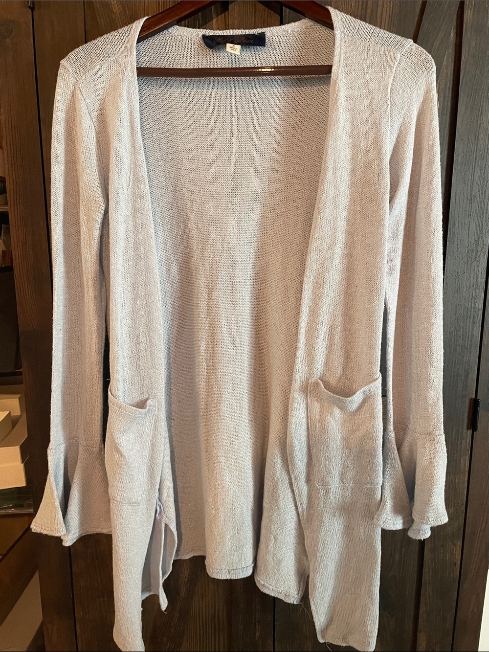 Blue Rain Pale Blue Open-Front Cardigan with Flounce Cuffs